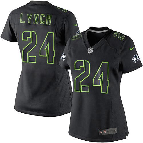 Women's Elite Marshawn Lynch Nike Jersey Black - #24 Impact NFL Seattle Seahawks